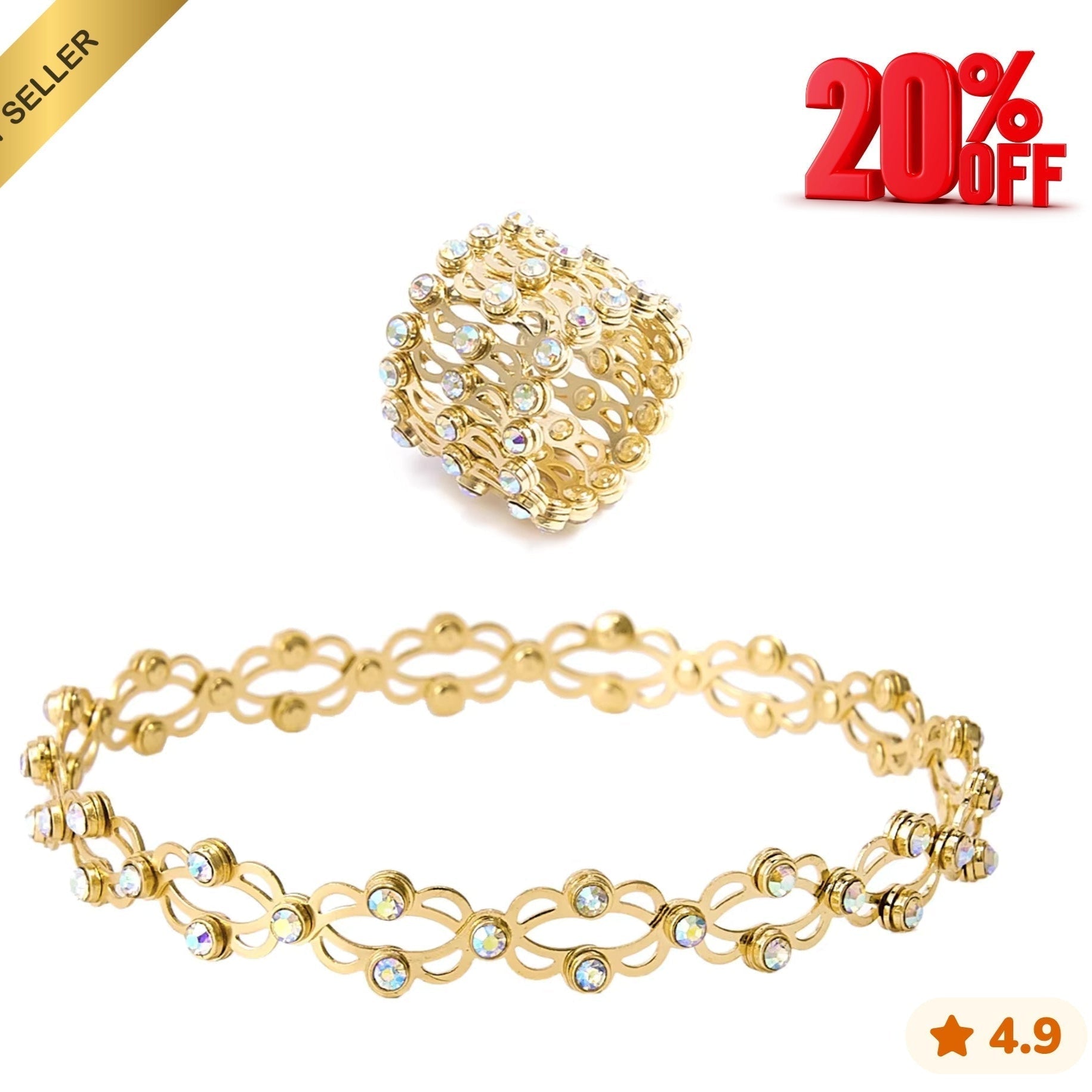 Sterling Gold Plated Magic Ring/Bracelet